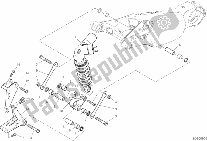 Todas as partes de Amortecedor Traseiro do Ducati Superbike Panigale V4 S Corse USA 1100 2019